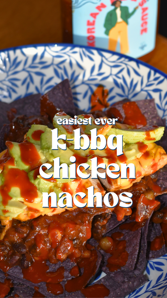 Easiest Ever K-BBQ Chicken Nachos with Smoky Black Bean Chilli